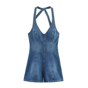 Combinaison Jean Short Col Suspendu