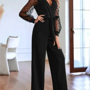 combinaison noire manches dentelle