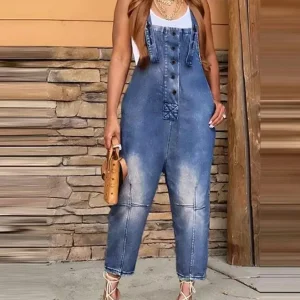 Combinaison Jean Salopette Vintage sans Manche
