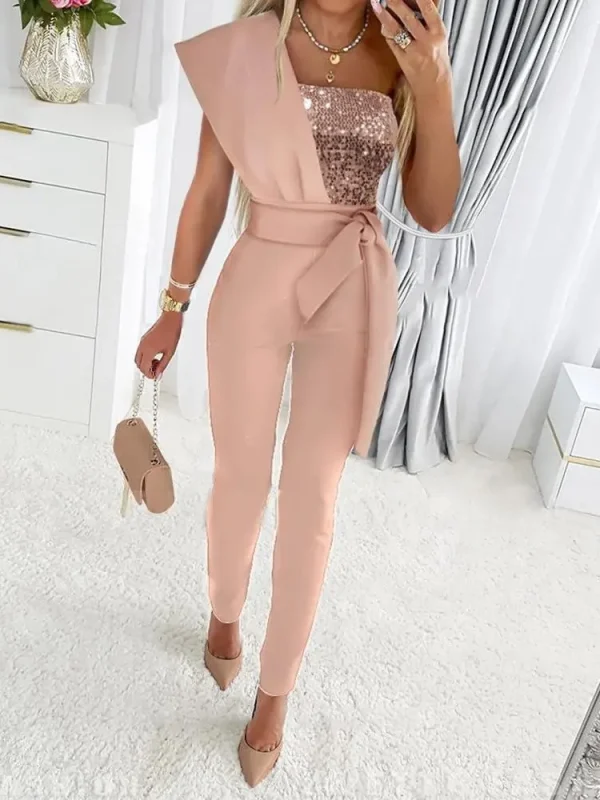 combinaison chic bustier paillette élégante